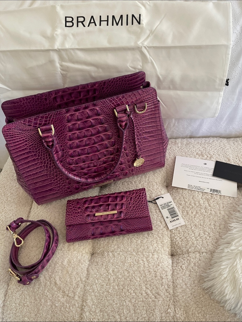 🆕Brahmin Small Finley Dewberry Melbourne Satchel w/ Cordelia Wallet